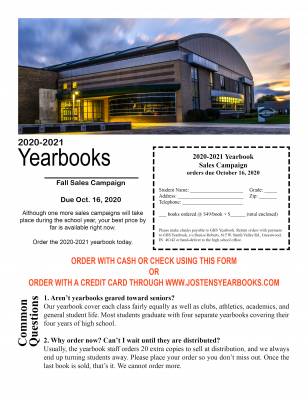 2020-2021 Yearbook Sales - Oct. 16 deadline